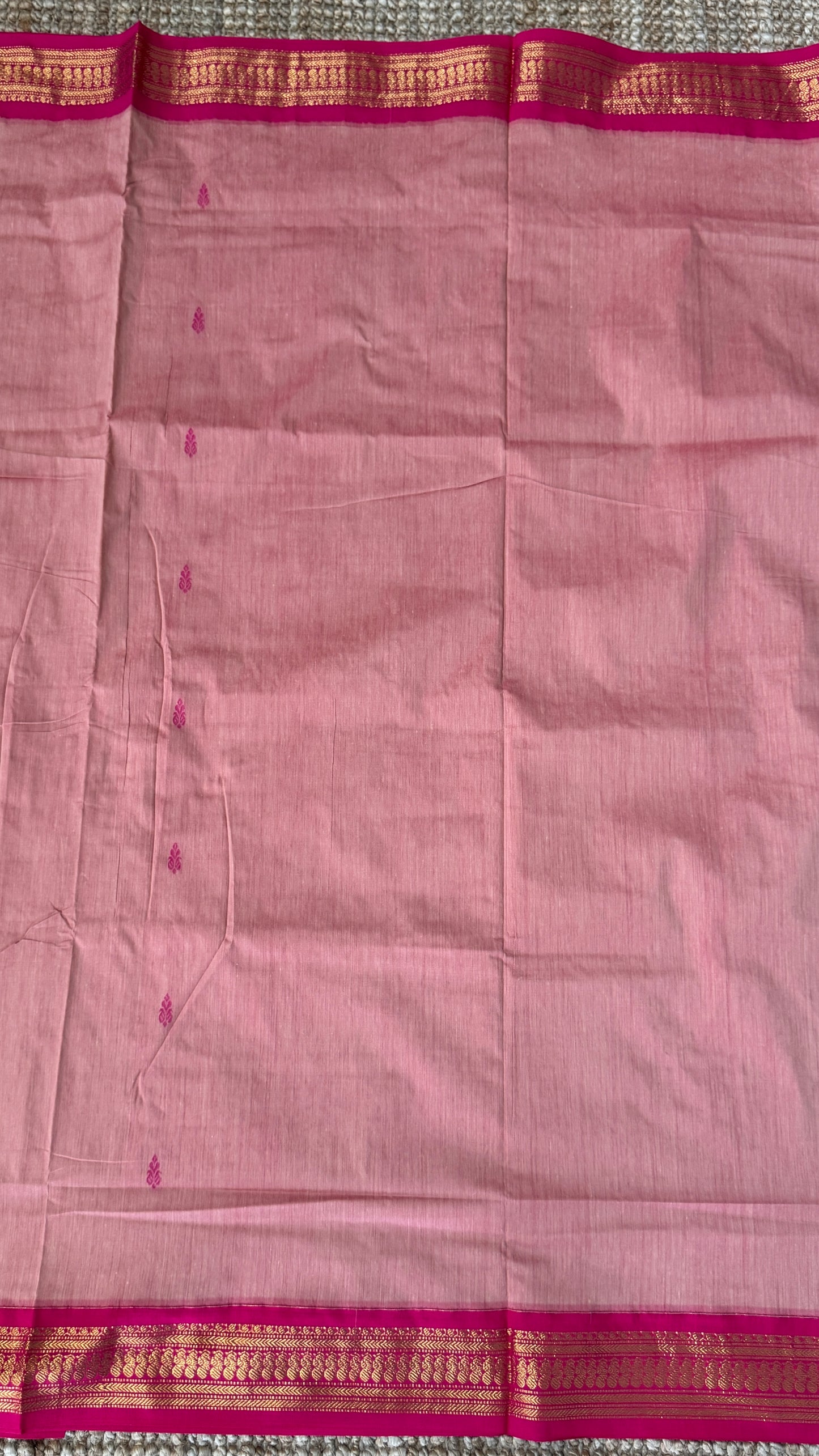 Pure Hand-Woven Cotton Silk Saree - Baby Pink