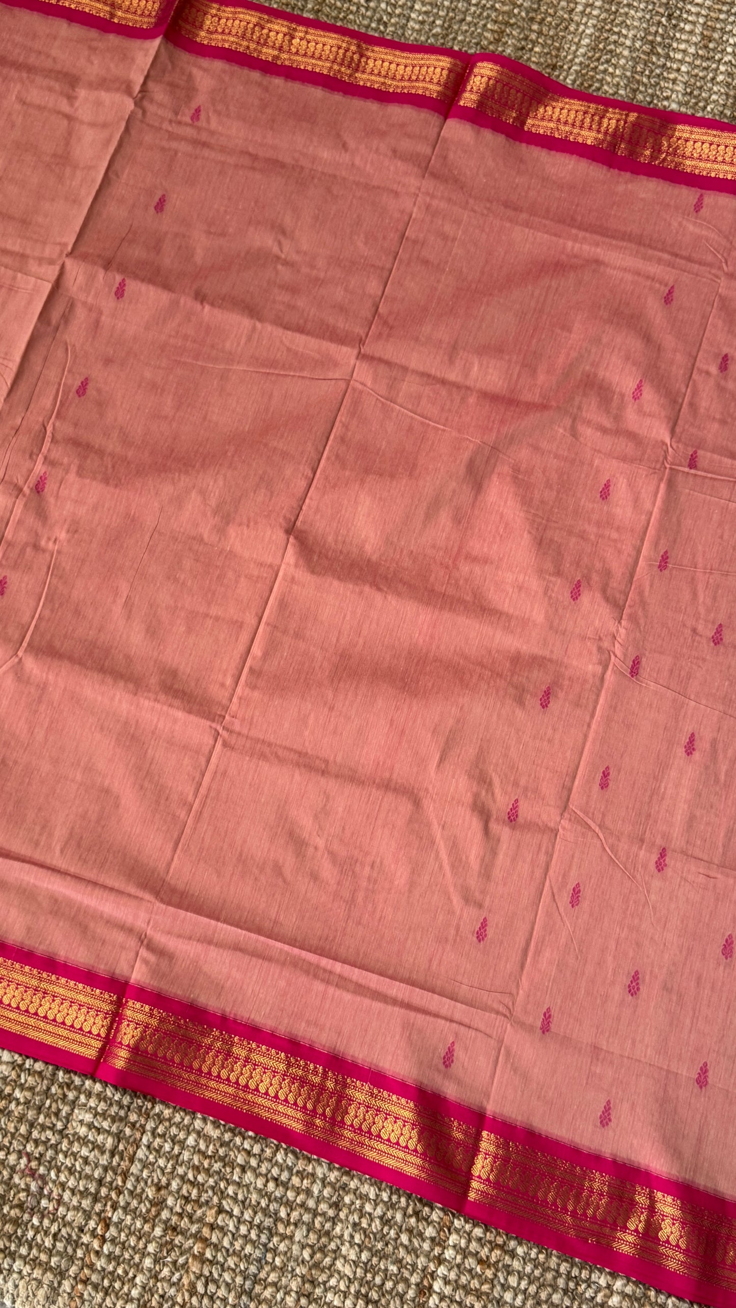 Pure Hand-Woven Cotton Silk Saree - Baby Pink