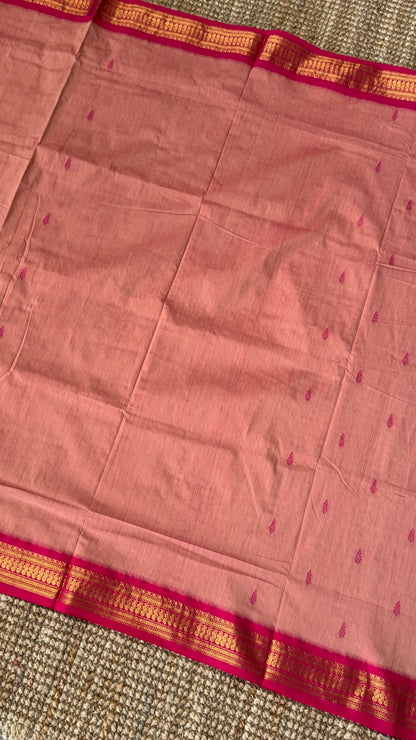 Pure Hand-Woven Cotton Silk Saree - Baby Pink