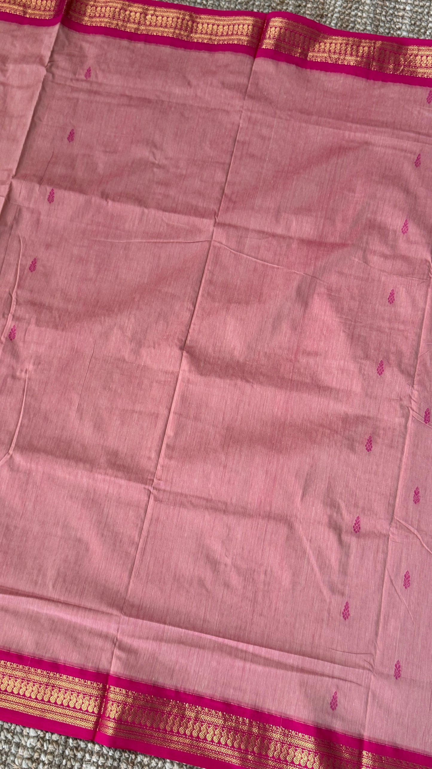 Pure Hand-Woven Cotton Silk Saree - Baby Pink