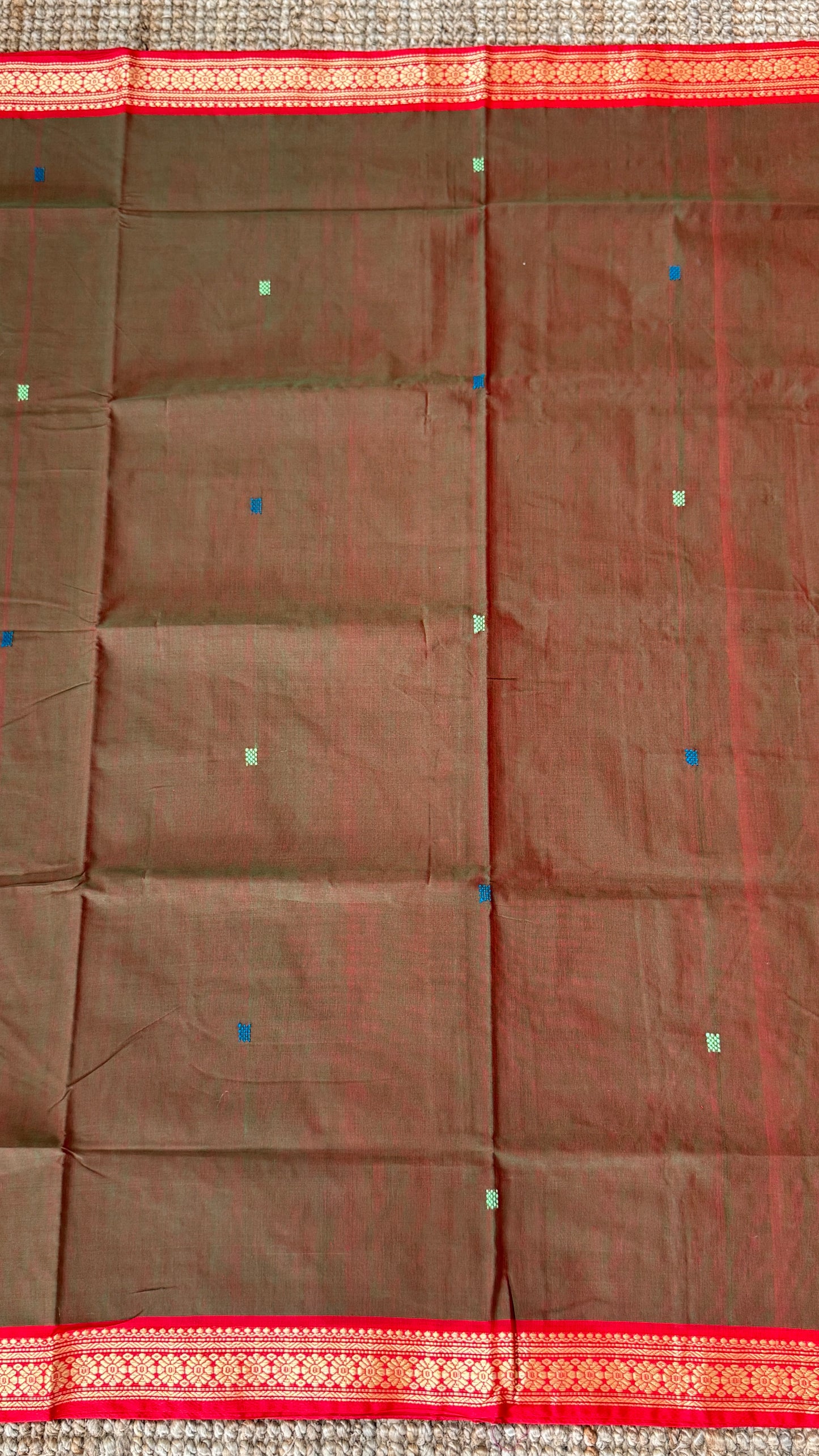 Soft Chettinad Cotton Sarees - Greenish red
