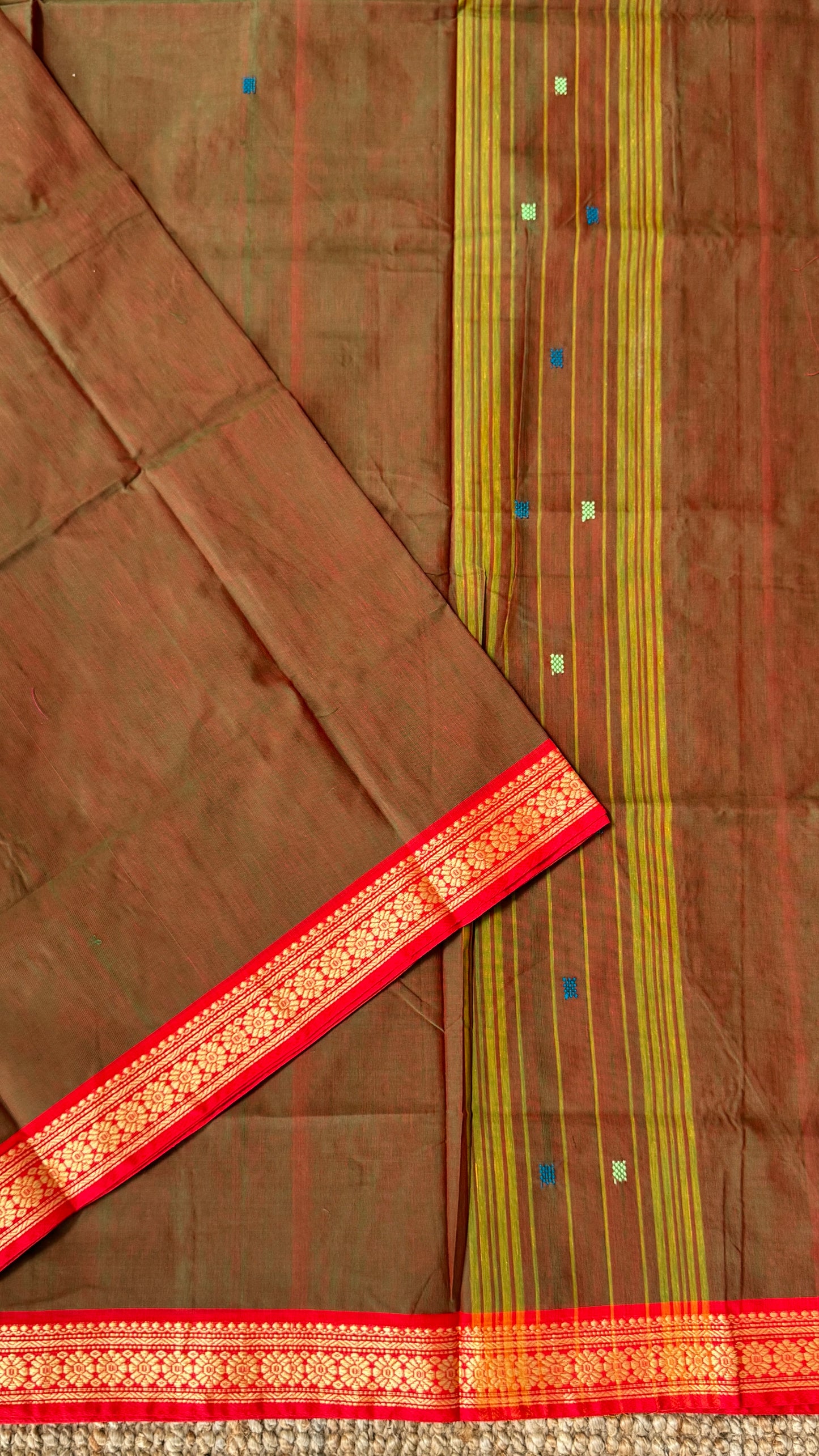 Soft Chettinad Cotton Sarees - Greenish red