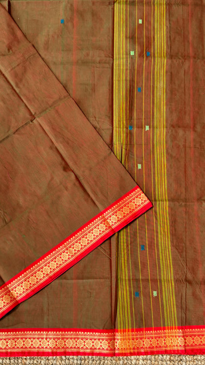 Soft Chettinad Cotton Sarees - Greenish red