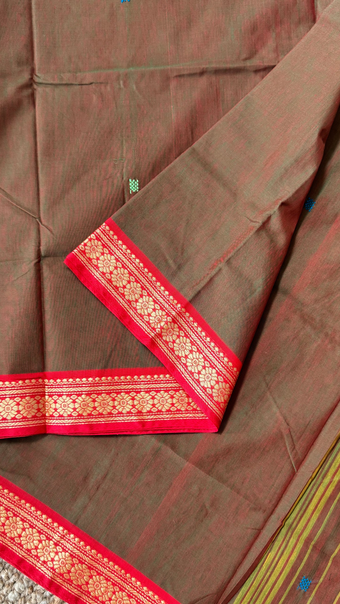Soft Chettinad Cotton Sarees - Greenish red