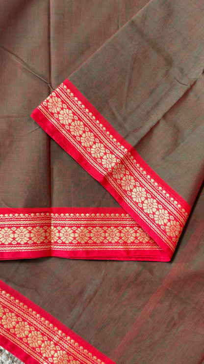 Soft Chettinad Cotton Sarees - Greenish red