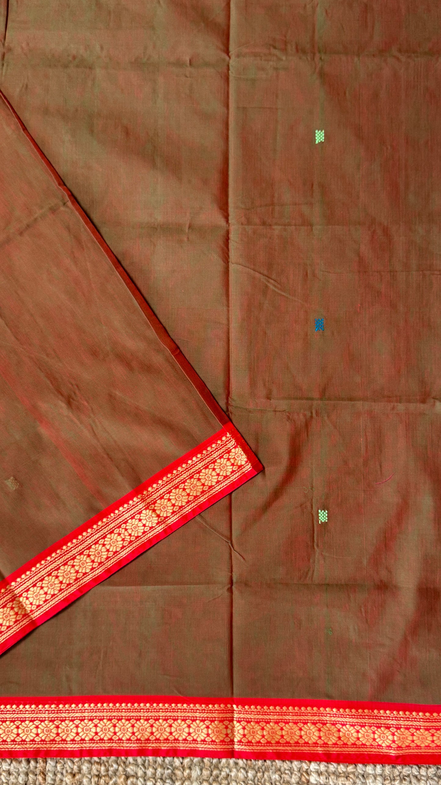Soft Chettinad Cotton Sarees - Greenish red