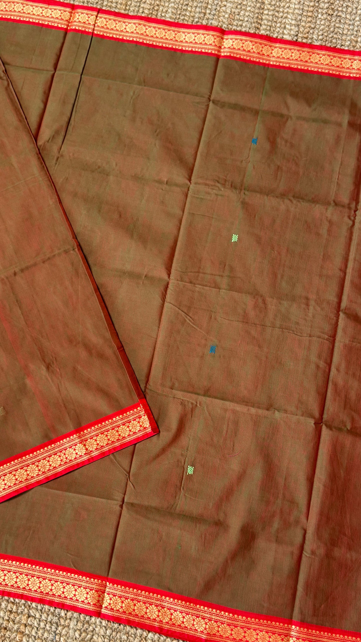 Soft Chettinad Cotton Sarees - Greenish red