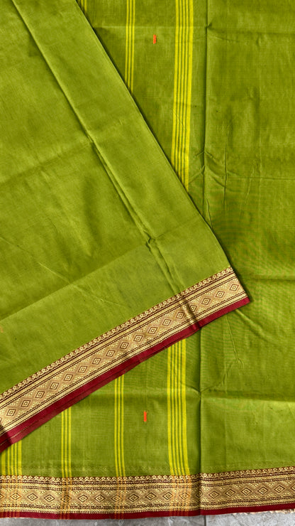 Soft Chettinad Cotton Sarees - Parrot Green