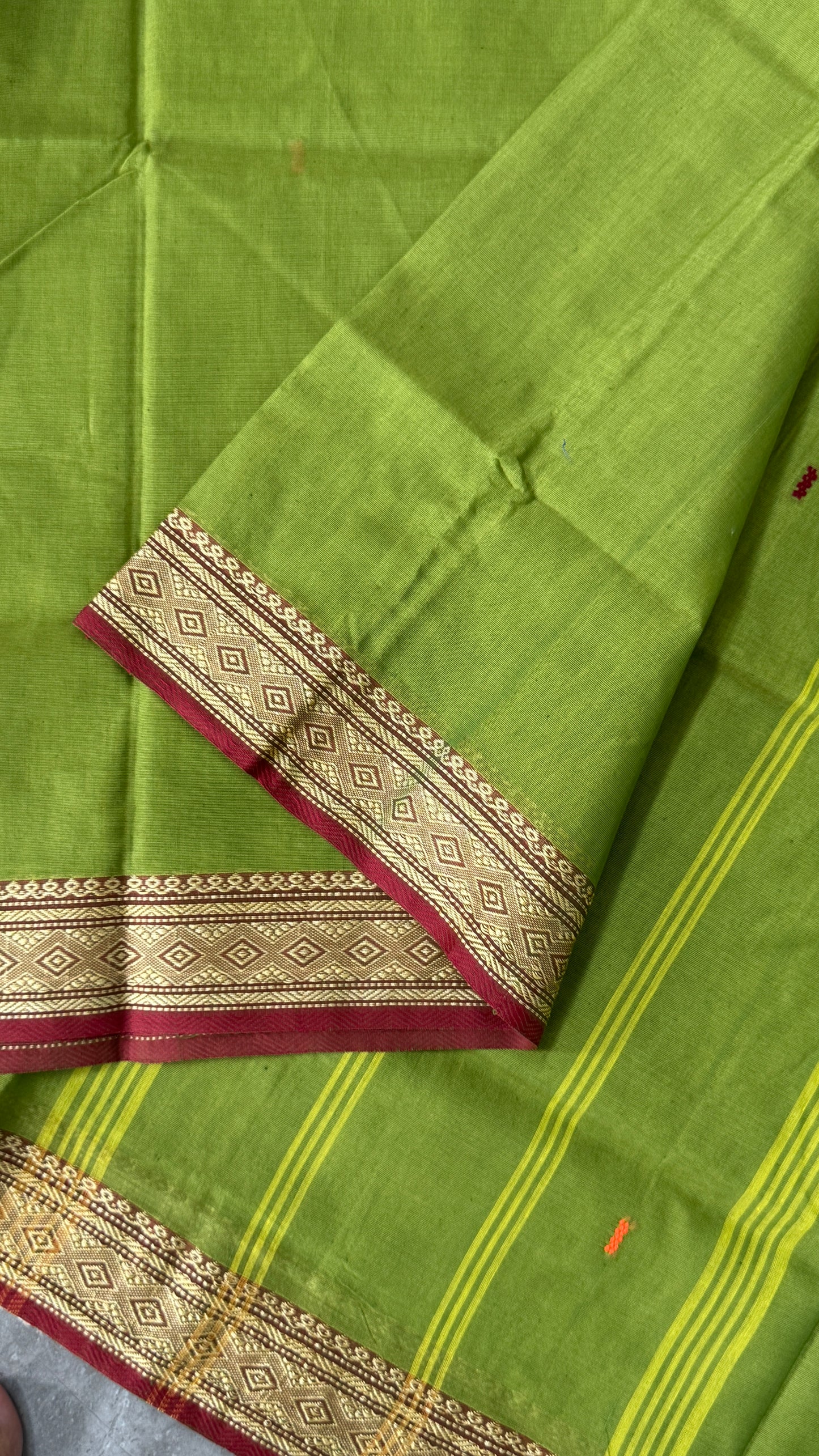 Soft Chettinad Cotton Sarees - Parrot Green
