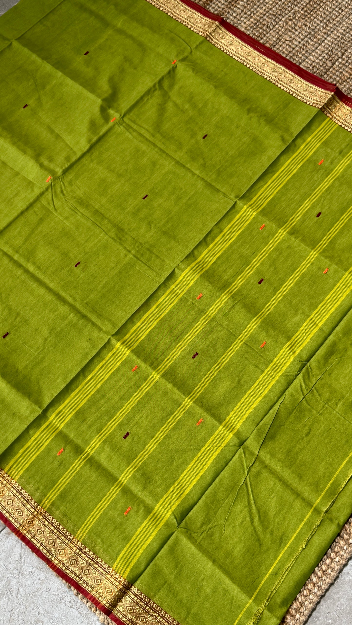 Soft Chettinad Cotton Sarees - Parrot Green