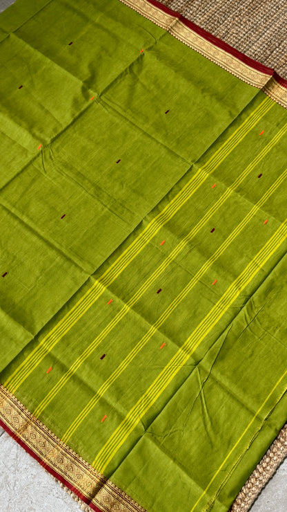 Soft Chettinad Cotton Sarees - Parrot Green