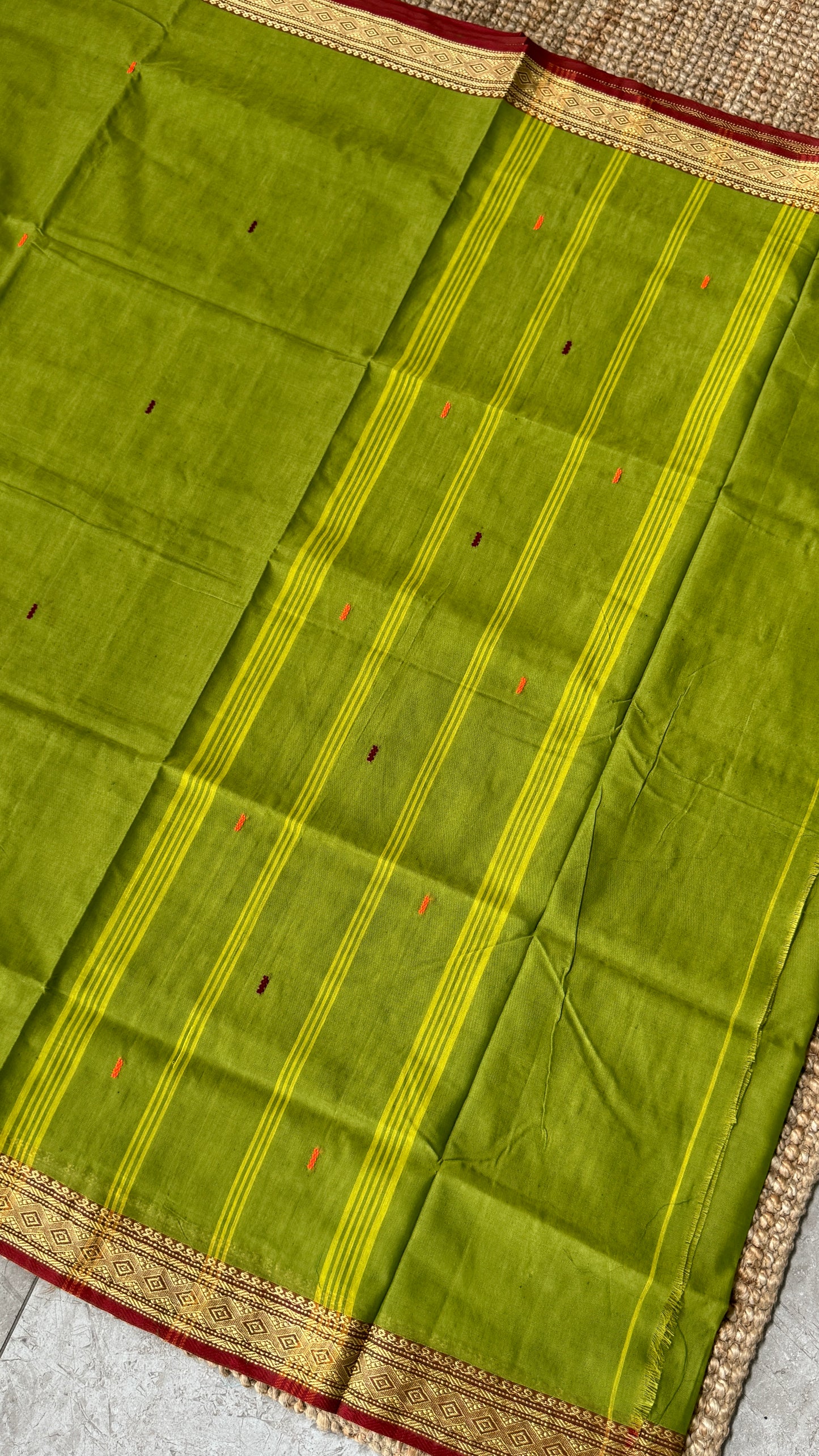 Soft Chettinad Cotton Sarees - Parrot Green