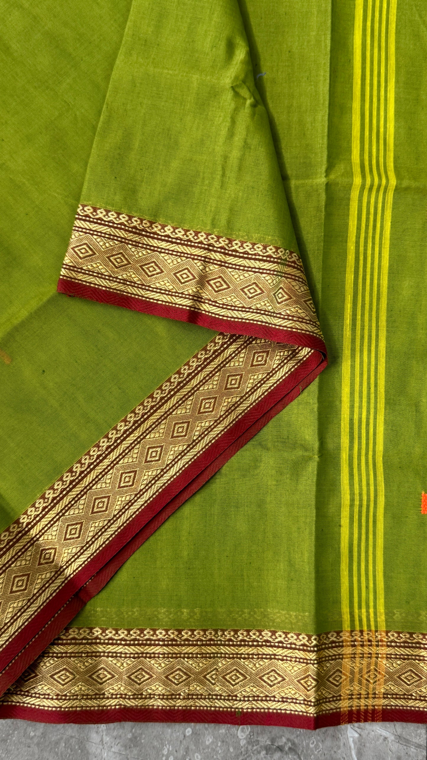 Soft Chettinad Cotton Sarees - Parrot Green