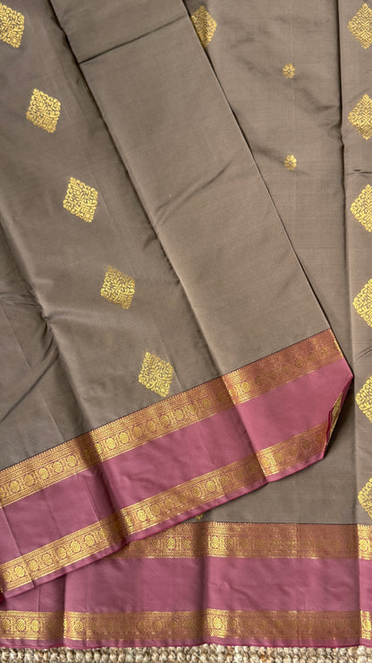 Semi Soft Silk Saree – Grey Body with Pink RettaPetta  Border