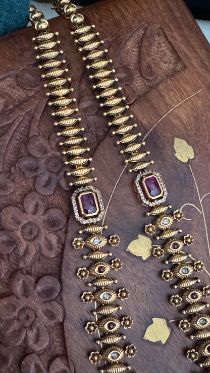 Unique Long Lakshmi Temple Haar Jewellery Set