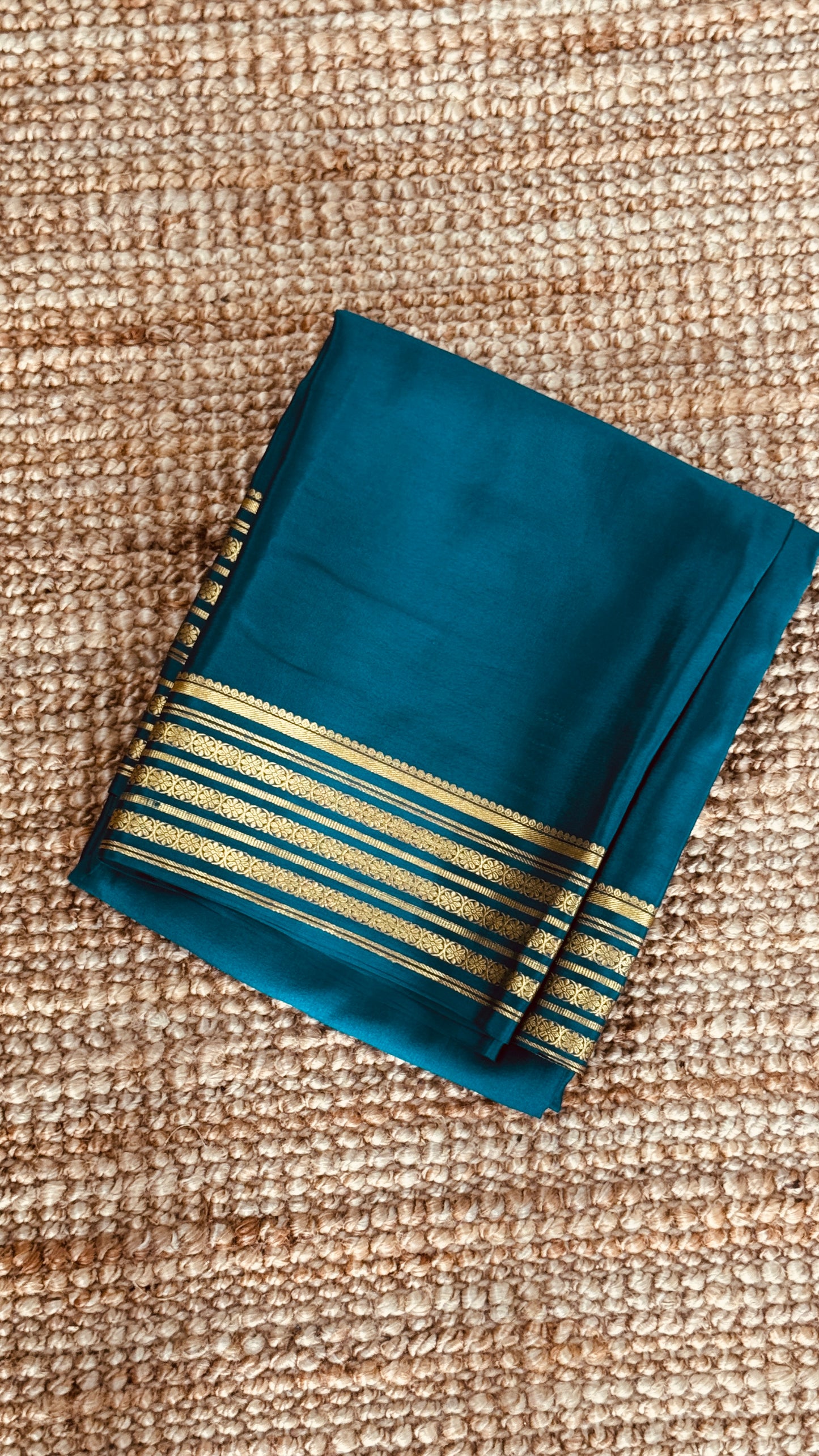 Pure Mysore Crepe Silk Sarees - Peacock Blue