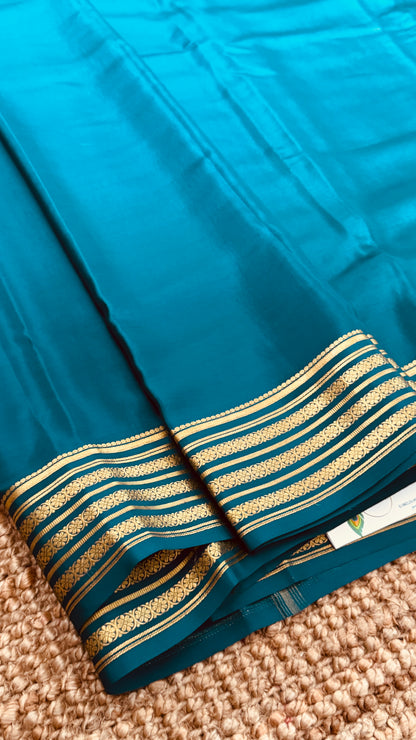 Pure Mysore Crepe Silk Sarees - Peacock Blue