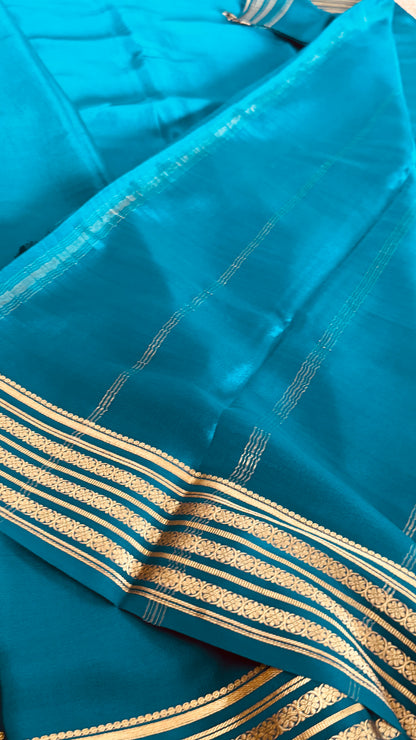 Pure Mysore Crepe Silk Sarees - Peacock Blue