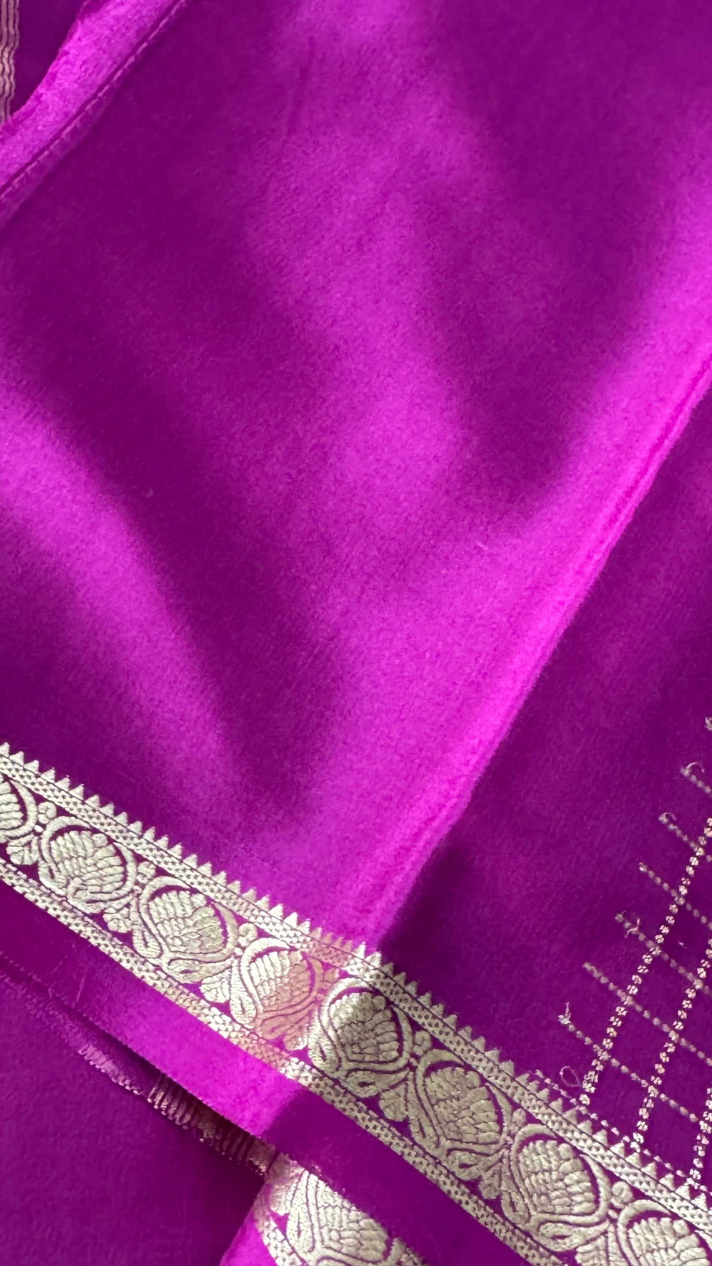 Pure Mysore Crepe Checkered Silk Sarees - Purple