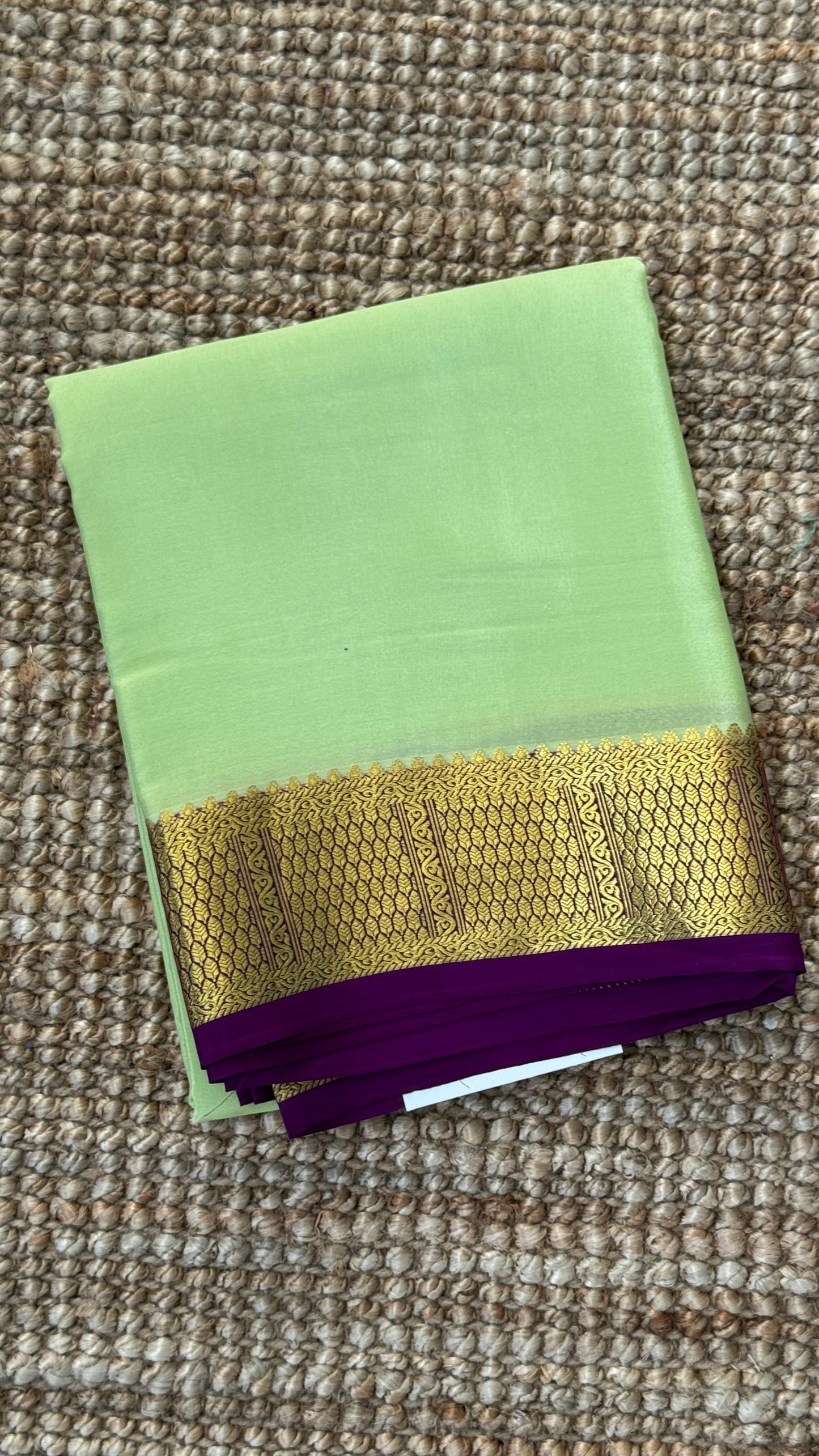 Pure Mysore Crepe Silk Sarees - Pista Green and Purple combo