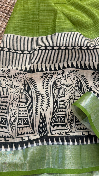 Linen Saree - Madhubhani Art form