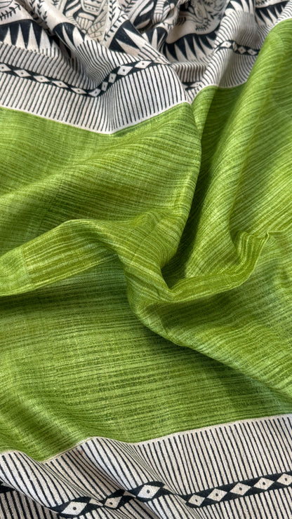 Linen Saree - Madhubhani Art form