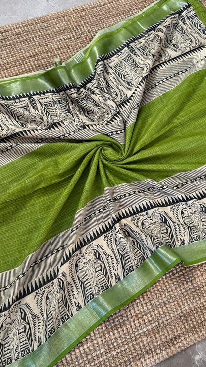 Linen Saree - Madhubhani Art form