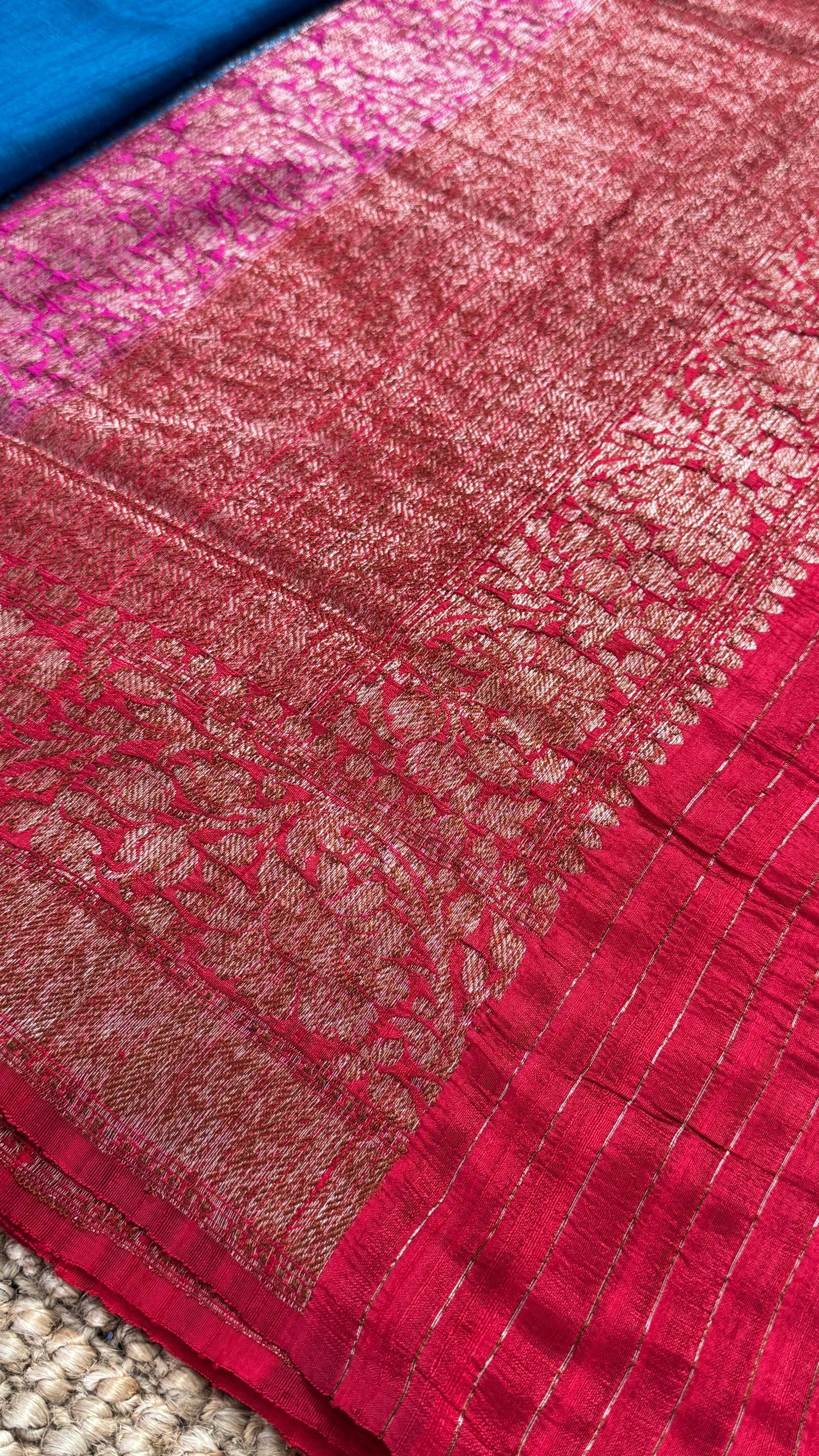 Pure Tussar Banarasi Silk Handloom-Blue|Silk Mark Certified