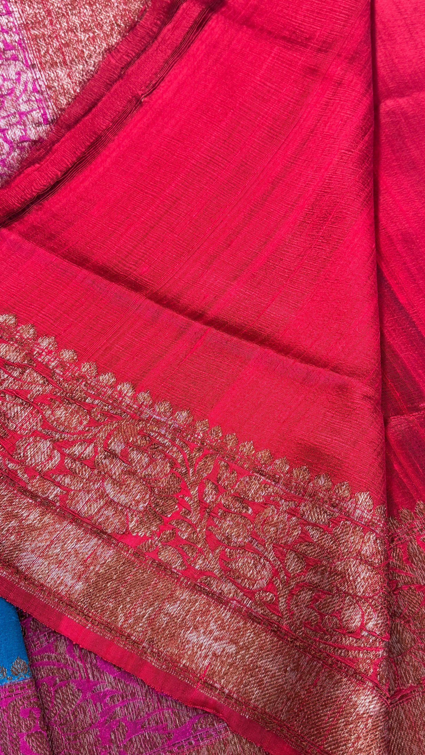 Pure Tussar Banarasi Silk Handloom-Blue|Silk Mark Certified