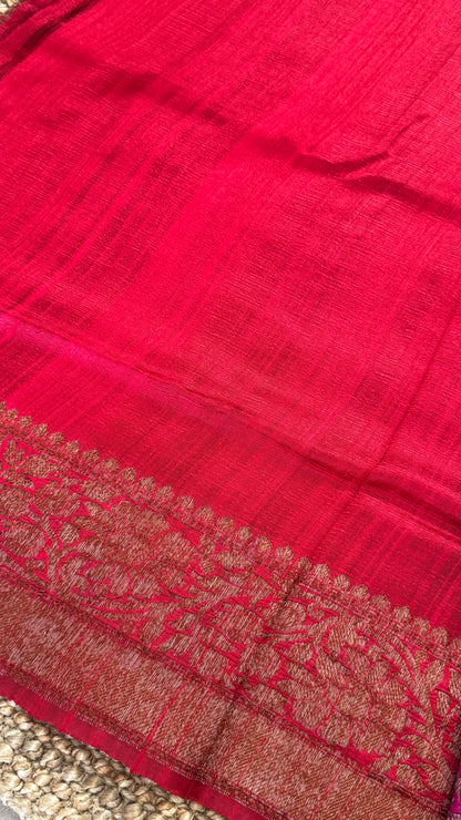 Pure Tussar Banarasi Silk Handloom-Blue|Silk Mark Certified