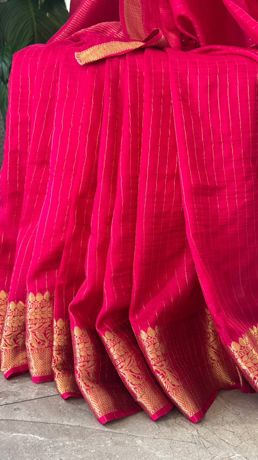 Crepe silk saree – Hot Pink