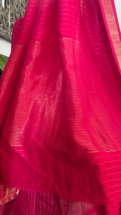 Crepe silk saree – Hot Pink