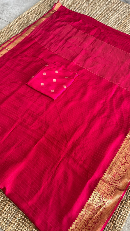 Crepe silk saree – Hot Pink