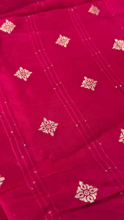 Crepe silk saree – Hot Pink