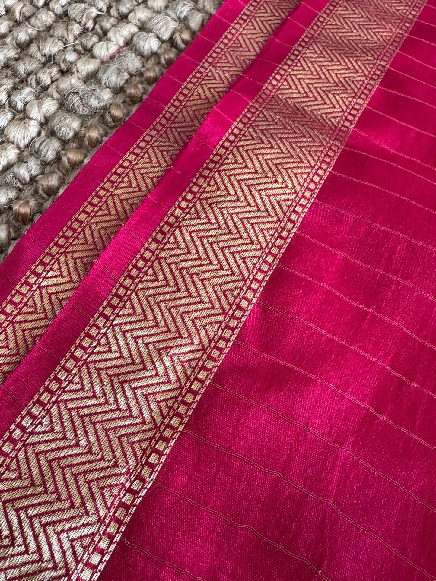 Crepe silk saree – Hot Pink