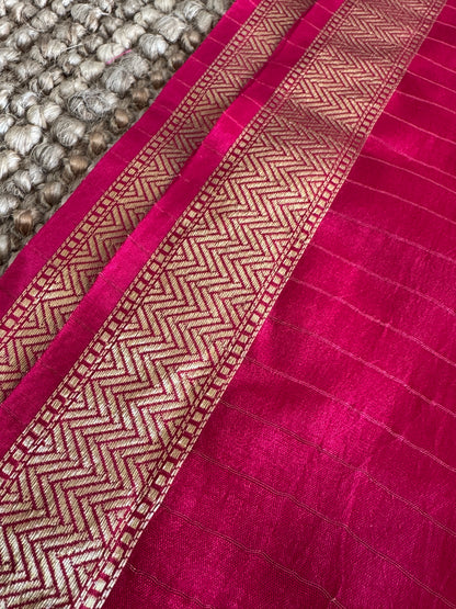 Crepe silk saree – Hot Pink