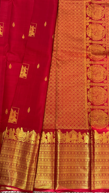 Bridal KANJIVARAM PURE SILK HANDLOOM SAREE in DEEP Red