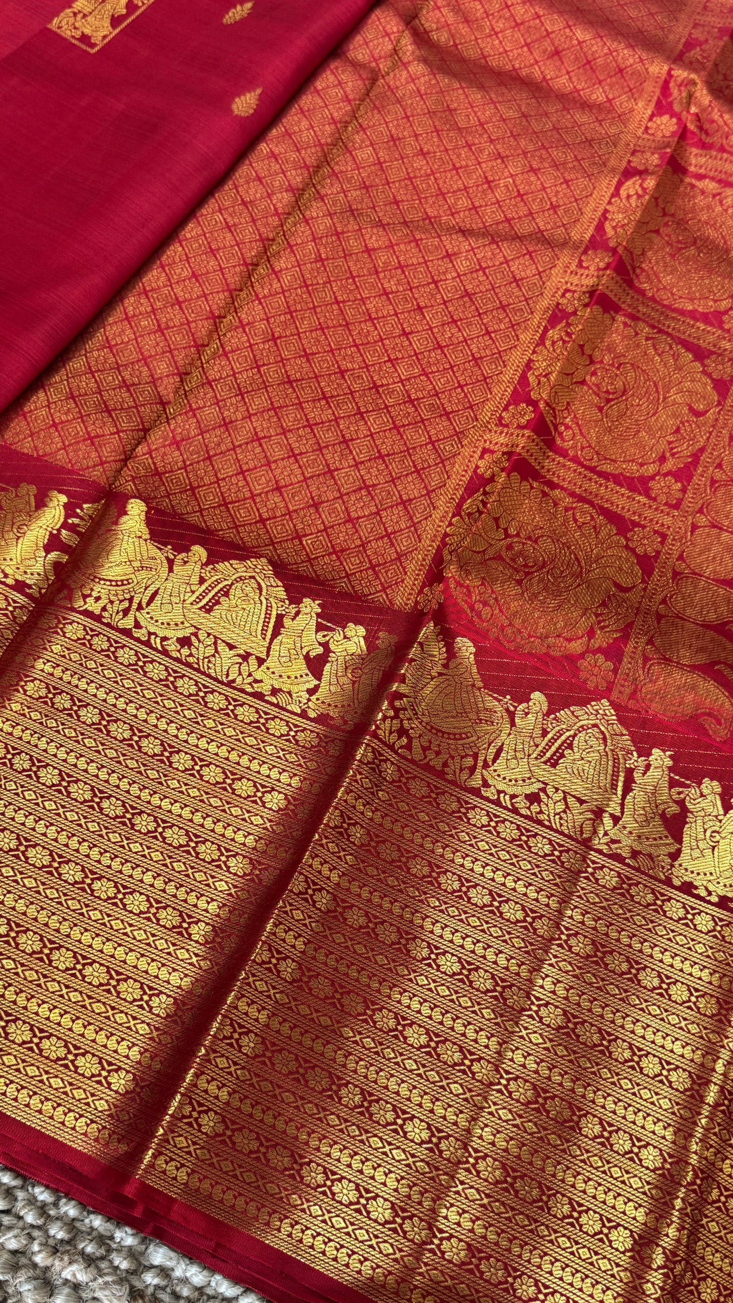 Bridal KANJIVARAM PURE SILK HANDLOOM SAREE in DEEP Red