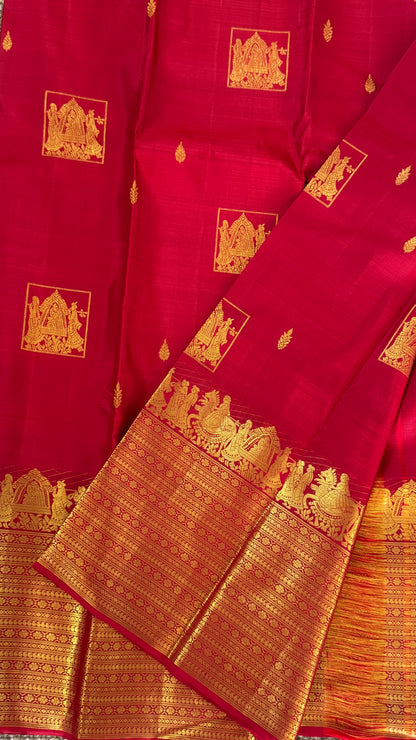 Bridal KANJIVARAM PURE SILK HANDLOOM SAREE in DEEP Red
