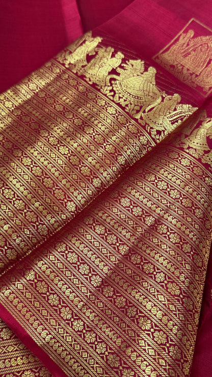 Bridal KANJIVARAM PURE SILK HANDLOOM SAREE in DEEP Red