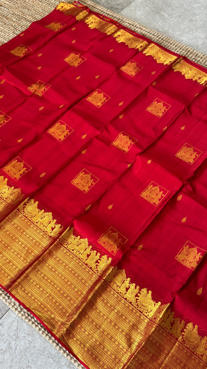 Bridal KANJIVARAM PURE SILK HANDLOOM SAREE in DEEP Red