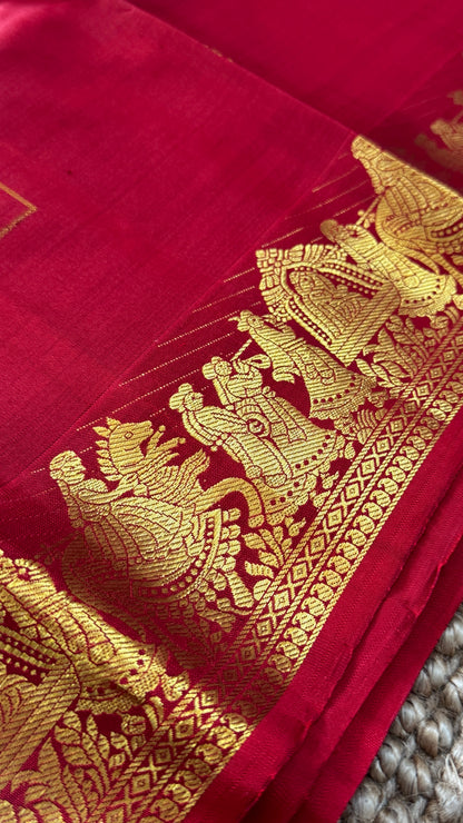 Bridal KANJIVARAM PURE SILK HANDLOOM SAREE in DEEP Red