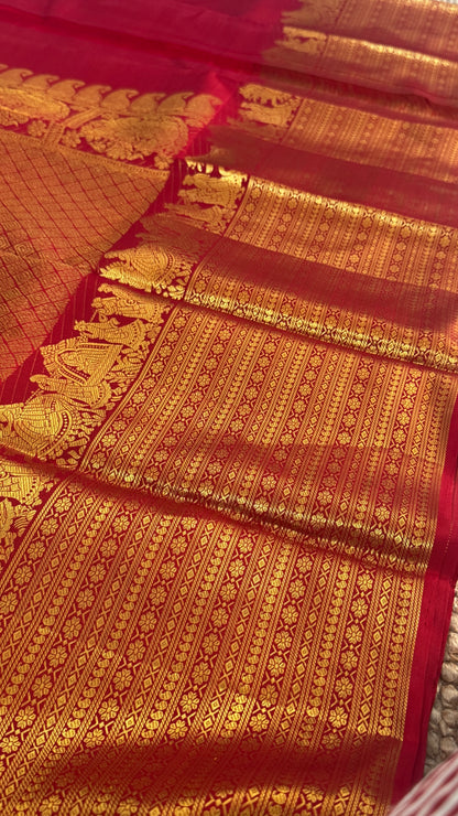 Bridal KANJIVARAM PURE SILK HANDLOOM SAREE in DEEP Red