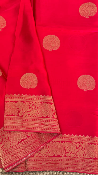 Pure Satin Viscose Silk Banarasi Sarees - Pink