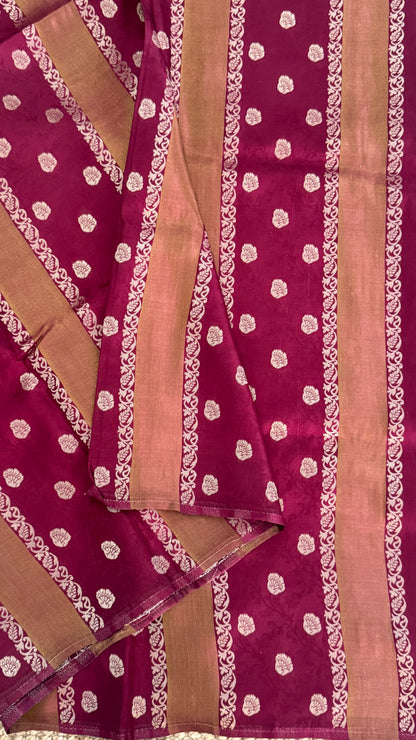 Soft Tissue Silk Saree – Elegant Wine with Intricate Zari Weaving