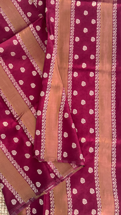 Soft Tissue Silk Saree – Elegant Wine with Intricate Zari Weaving