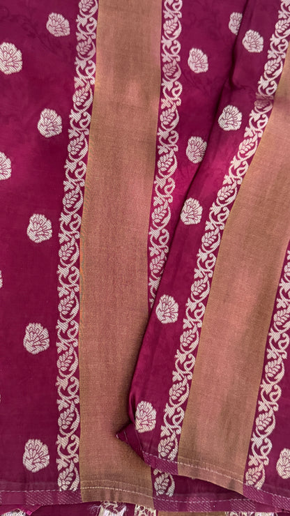 Soft Tissue Silk Saree – Elegant Wine with Intricate Zari Weaving