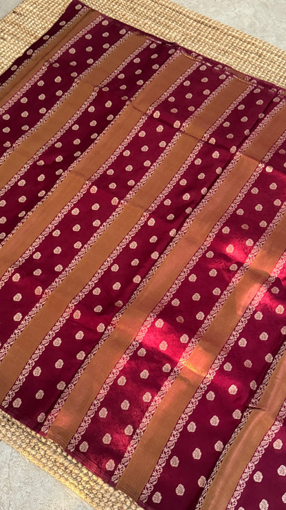 Soft Tissue Silk Saree – Elegant Wine with Intricate Zari Weaving