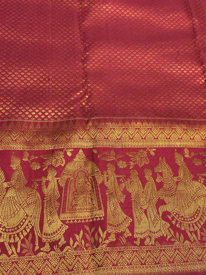 White & Deep Red Bridal Pure Kanchipuram Silk Saree | Silk Mark Certified