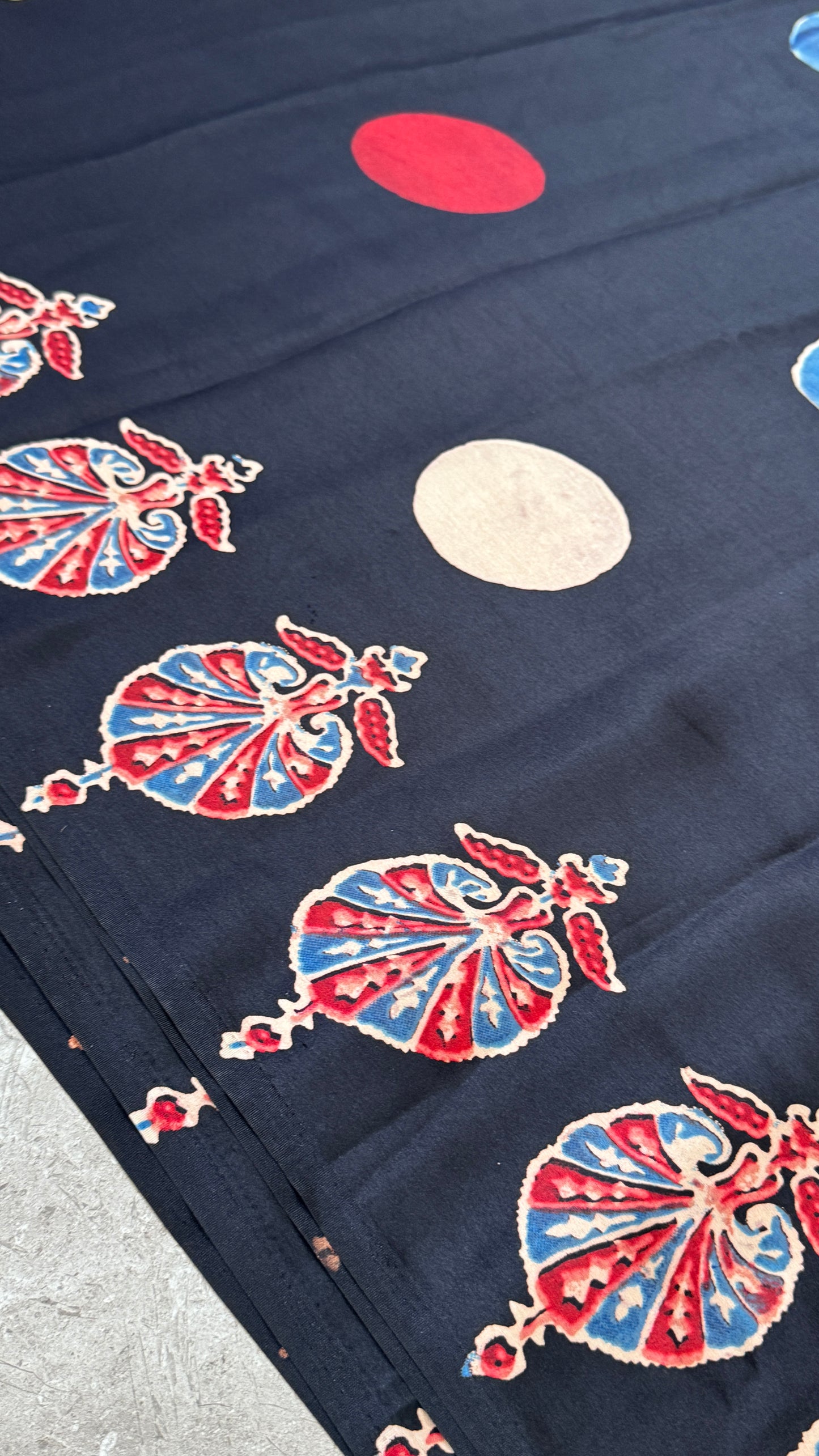 MODAL SILK SAREE WITH DIGITAL AJRAKH PRINTS - BLACK